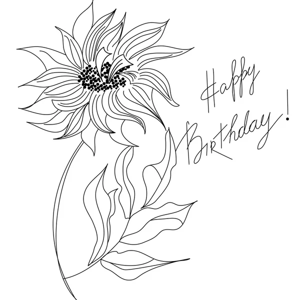 Cartão floral com inscrição feliz aniversário —  Vetores de Stock