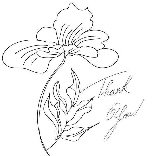 Květinové kartu s nápisem Děkuji — Stockový vektor