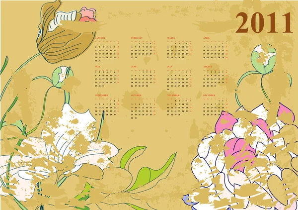 Вінтажний календар на 2011 рік — стоковий вектор