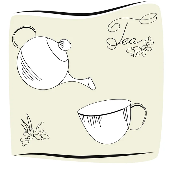 Cartão de hora do chá — Vetor de Stock