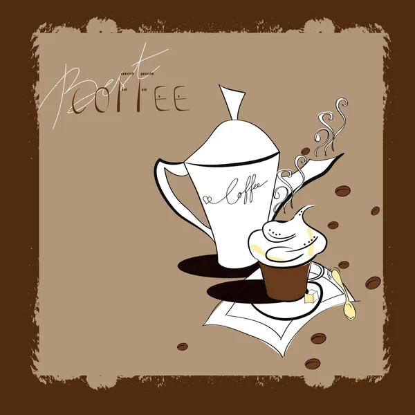 Modèle stylisé rétro avec une tasse de café . — Image vectorielle
