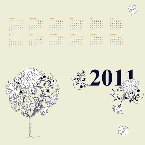 Sjabloon voor Kalender 2011 — Stockvector