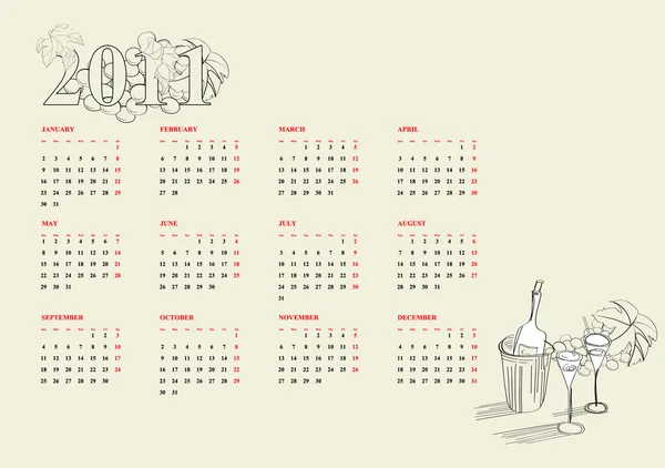 Plantilla para el calendario 2011 — Archivo Imágenes Vectoriales