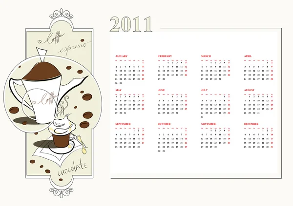 Modelo para o calendário 2011 —  Vetores de Stock