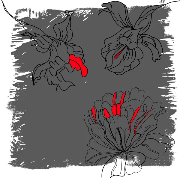 花とのシームレスなパターン — ストックベクタ