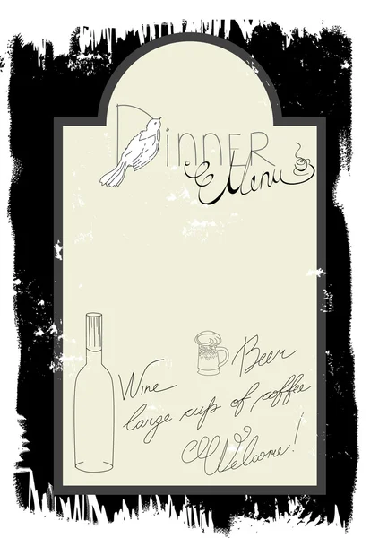 Skizze mit Flasche und zwei Gläsern — Stockvektor
