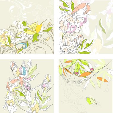 Set1 with floral background clipart