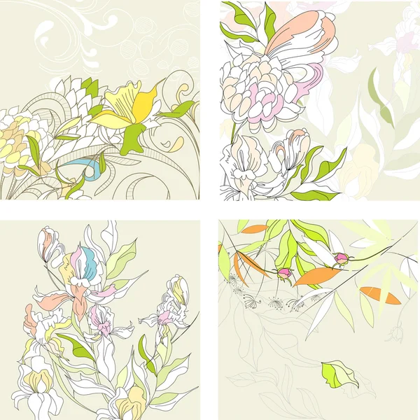 Set1 with floral background — Stock Vector