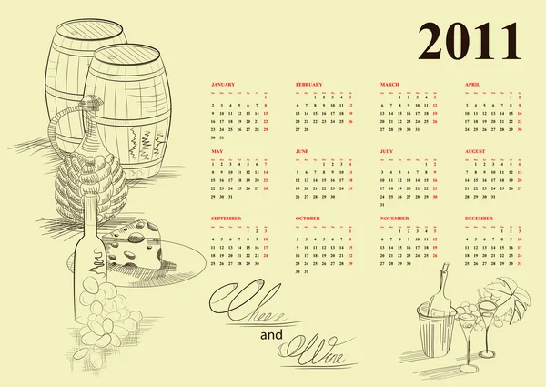 Calendario vintage para 2011 — Vector de stock