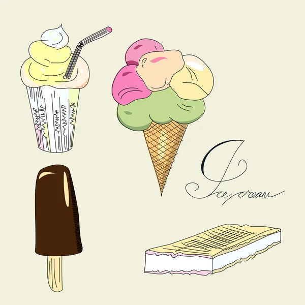 Ice-cream collection — Stock Vector