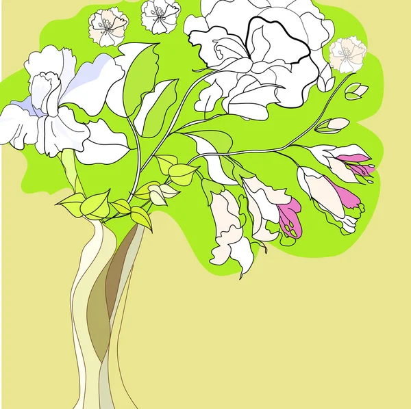 Albero con fiori — Vettoriale Stock