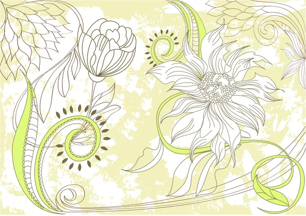 レトロ様式化された花の背景 — ストックベクタ