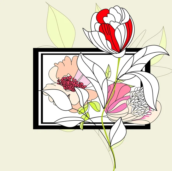 Διακοσμητικό πλαίσιο με λουλούδια — Διανυσματικό Αρχείο