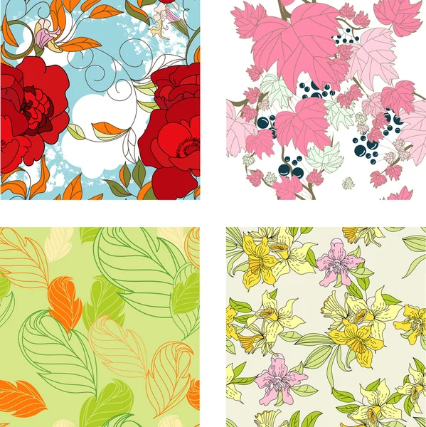 Floral seamless pattern. Set 8 — Stock Vector