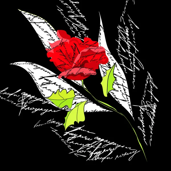 Původní pozadí s červenou růží — Stockový vektor
