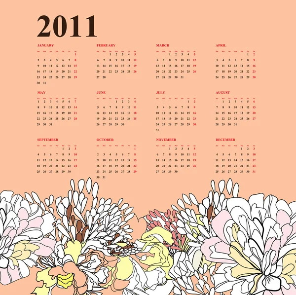 Blumenkalender für 2011 — Stockvektor