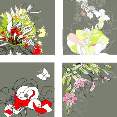 Set3 with floral background clipart