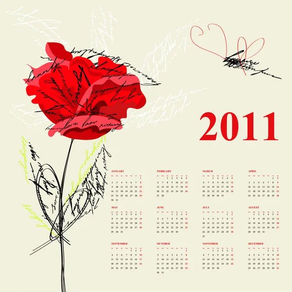 2011 年のカレンダー — ストックベクタ