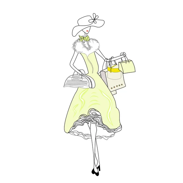 Mujer con bolsa de compras — Archivo Imágenes Vectoriales