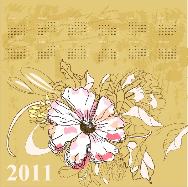 Calendario vintage para 2011 — Archivo Imágenes Vectoriales