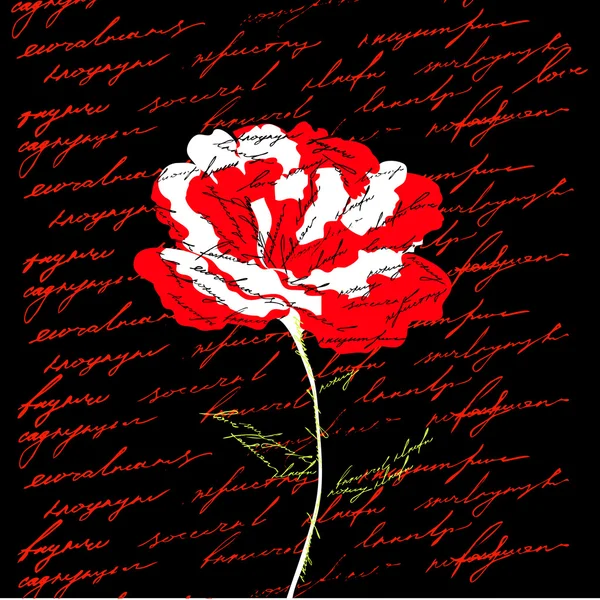 Röd blomma på svart bakgrund — Stock vektor