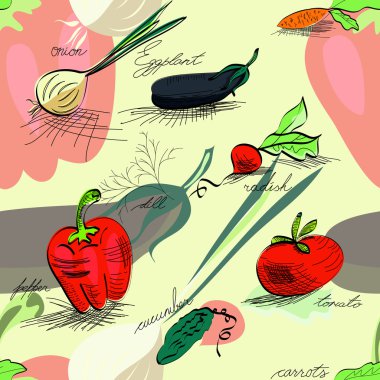 Seamless wallpaper with vegetables clipart