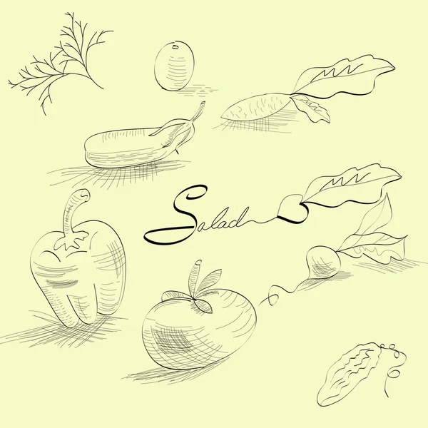 Sketch mit Gemüse — Stockvektor
