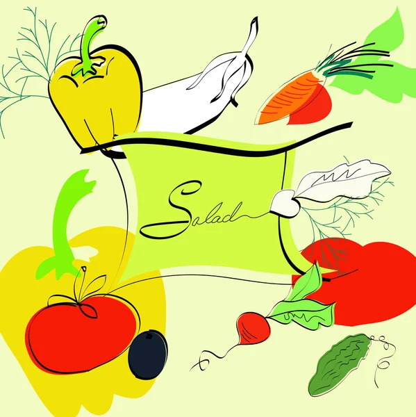 Modèle pour menu de salade — Image vectorielle