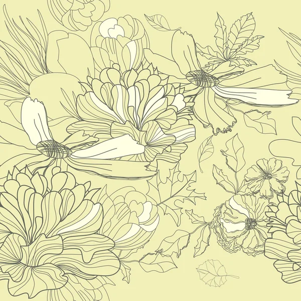 Безшовні шпалери з квітами — стоковий вектор