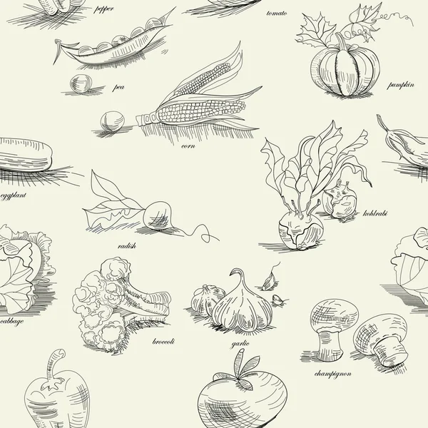 Бесшовный рисунок с овощами — стоковый вектор