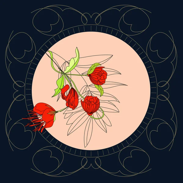Cadre avec des fleurs rouges — Image vectorielle