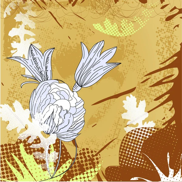 花のあるグランジの背景 — ストックベクタ