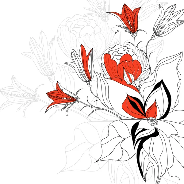 Эскиз с цветами — стоковый вектор