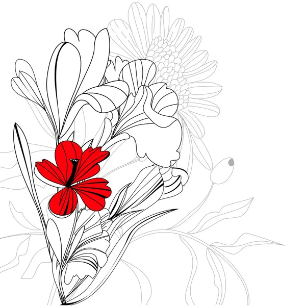 Ескіз з квітами — стоковий вектор