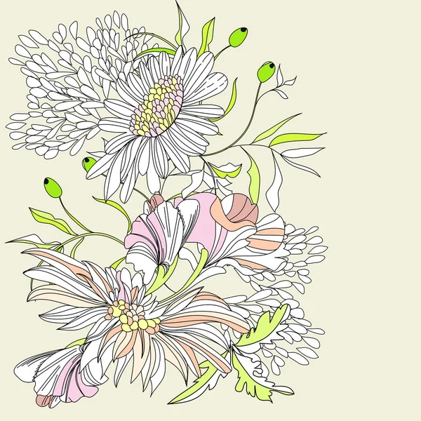 Romantischer Hintergrund mit Blumen — Stockvektor