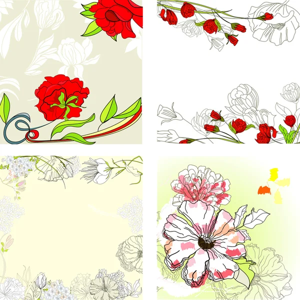 Conjunto de fondo floral romántico — Archivo Imágenes Vectoriales