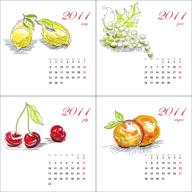 Fruit calendar for 2011 clipart