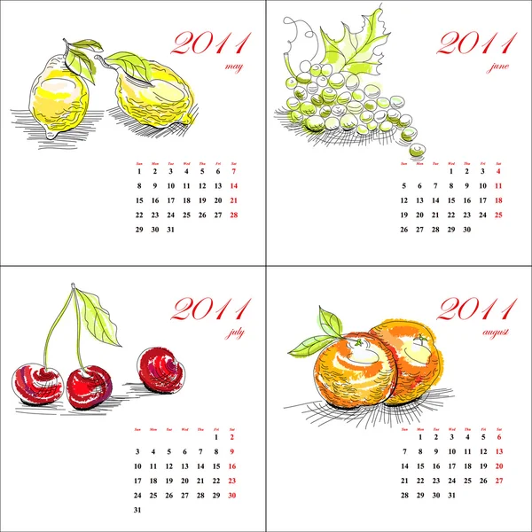 Calendário de frutas para 2011 — Vetor de Stock