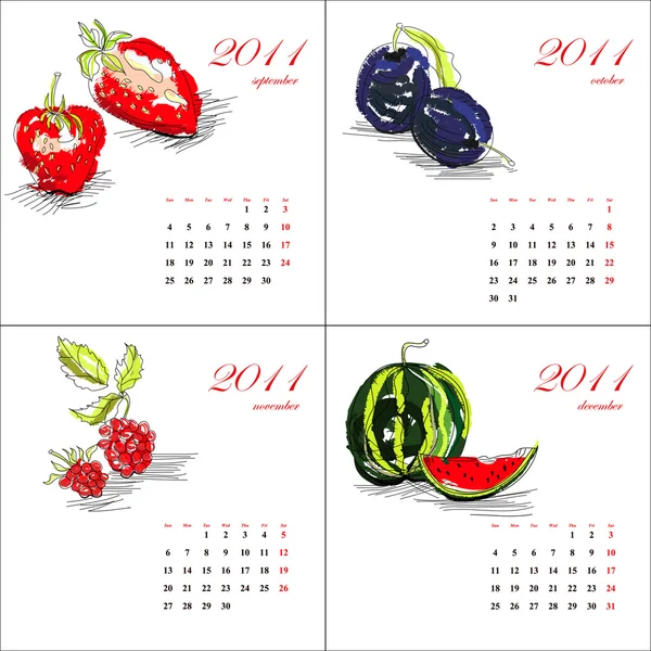 Calendrier des fruits pour 2011 — Image vectorielle