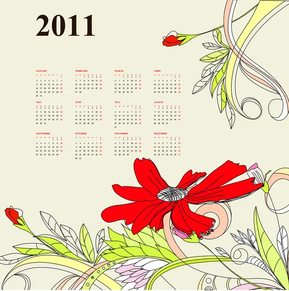 Template for calendar 2011 — Stock Vector