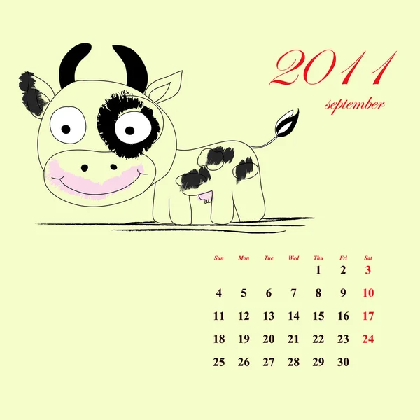 Calendario para 2011 con animales — Archivo Imágenes Vectoriales
