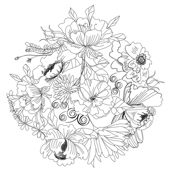 Croquis avec des fleurs — Image vectorielle