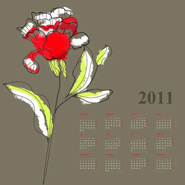 Kalender mit Rose für 2011 — Stockvektor