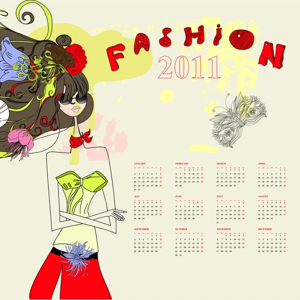 Fashion calendar for 2011 — Stock Vector