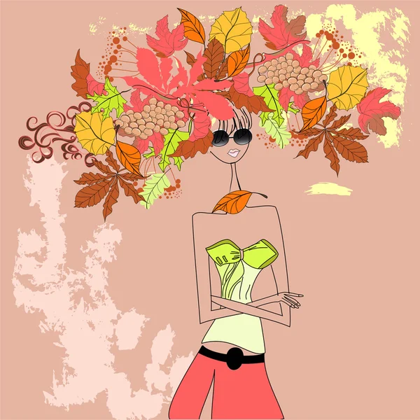 Autumn girl — Stock Vector