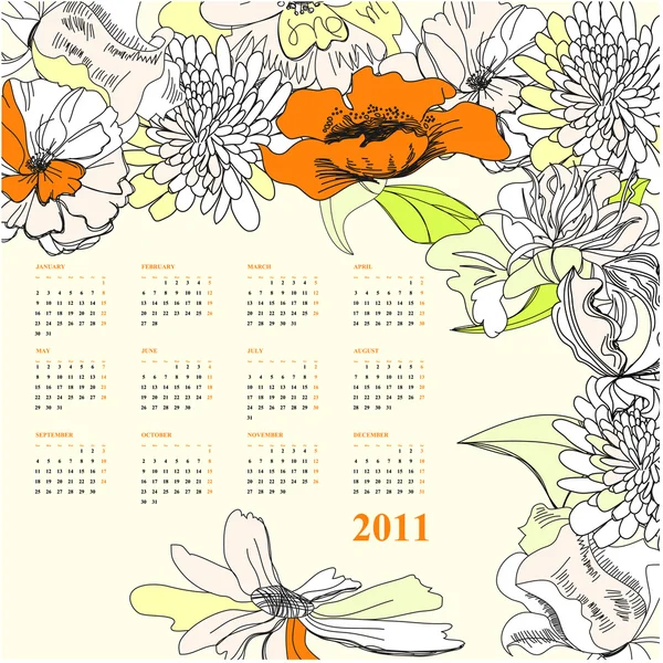 Färgglad kalender för 2011 — Stock vektor