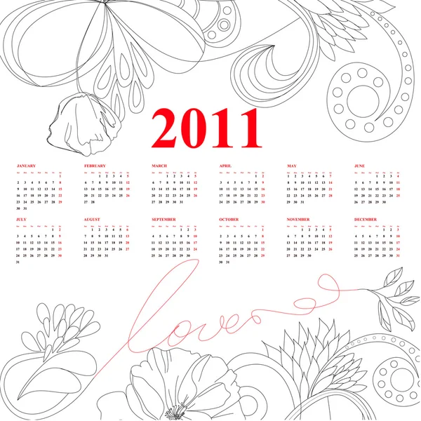 Plantilla para el calendario de 2011 — Archivo Imágenes Vectoriales