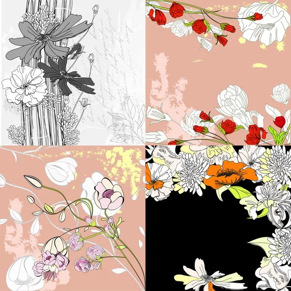 Vier floralen Hintergrund — Stockvektor