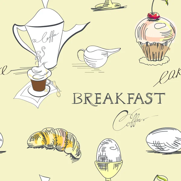 Бесшовный фон для завтрака — стоковый вектор
