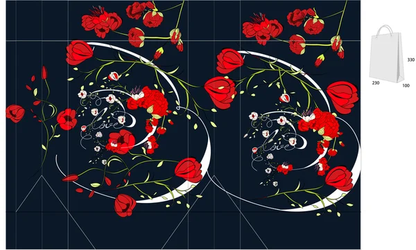 Modèle pour sac avec rose — Image vectorielle